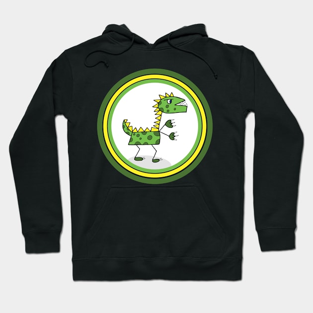 little Green t-rex Dinosaur Illustrations Hoodie by BazaBerry